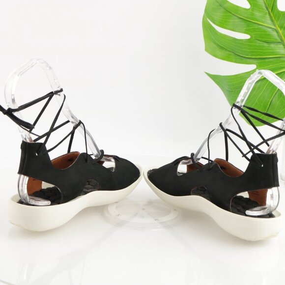 L'Amour Des Pieds Womens Nesimah Sandals Size 7 Black Leathte Ankle Tie Up Shoes - Picture 7 of 14